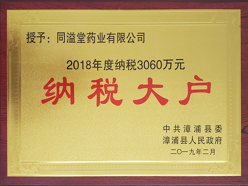 2018年度纳税大户